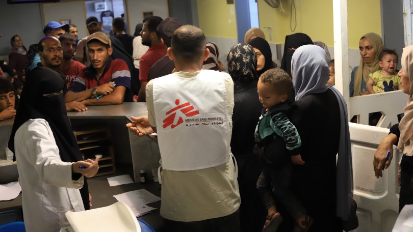 Empfangshalle der Entbindungs- und Kinderstation des Nasser-Spitals in Khan Younis im Süden des Gazastreifens. 23. Juni 2024.